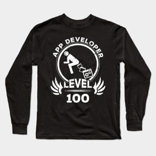 Level 100 App Developer Funny Programmer Gift Long Sleeve T-Shirt